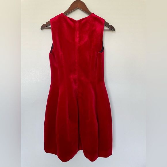 Zara red velvet voluminous mini sleeveless dress - Picture 4 of 11